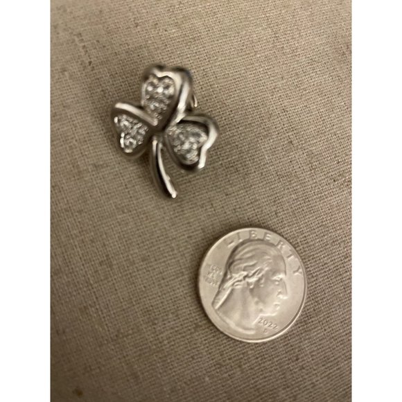 Pierre Balmain Rhodium Plated Silver Swarovski Crystal  4 Leaf Clover  Lucky Pin - Picture 4 of 5